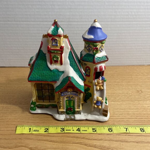 Vintage Enchanted Christmas Village Toy Shop Village Scene Lighted Window Scene - Picture 11 of 12